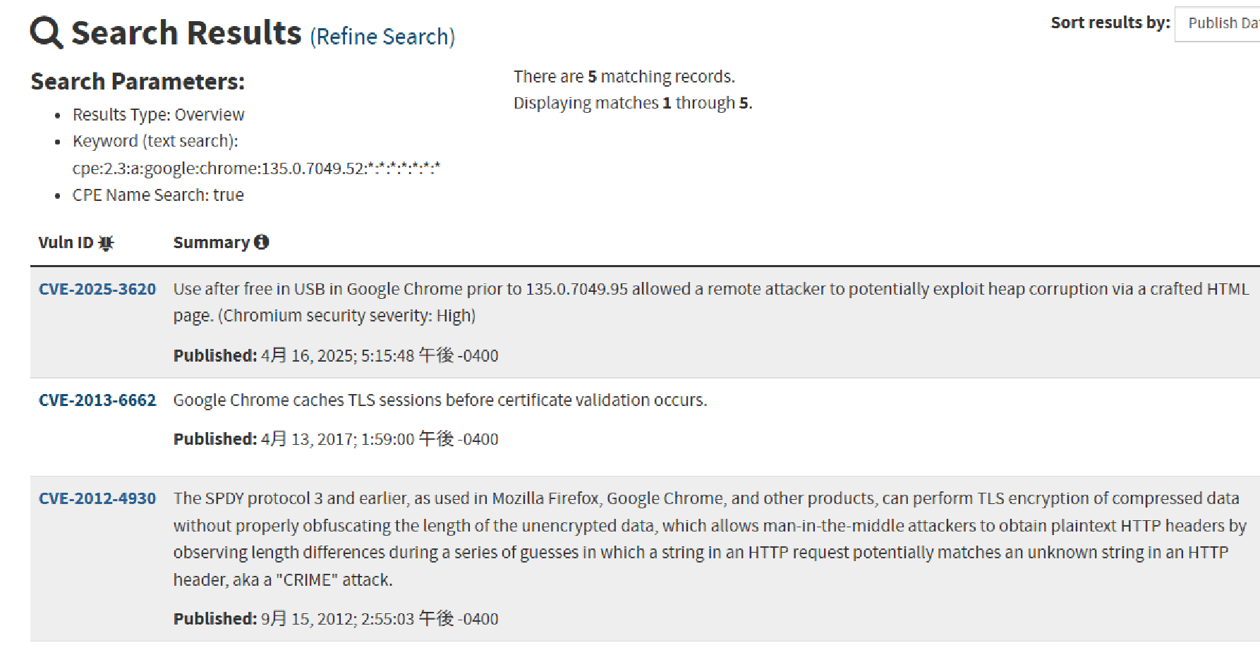 Google Chrome の CPE に紐づく脆弱性