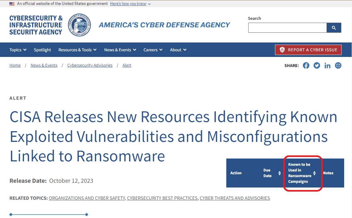 KEV Catalogに追加されたRansomwareCampaigns情報を、どう考えるか