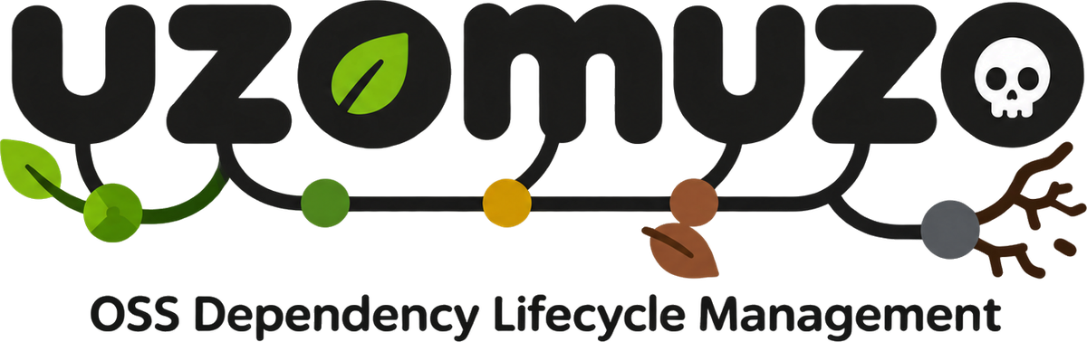 uzomuzo のロゴ。OSS Dependency Lifecycle Management(OSS の依存ライブラリのライフサイクル管理)